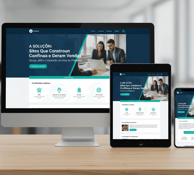 Exemplo de site responsivo em desktop, tablet e celular